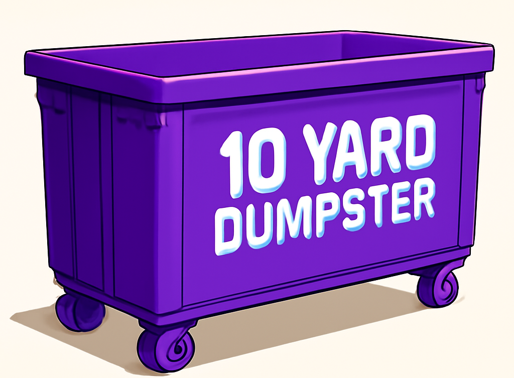 10 Yard Dumpster Graphic of a 10 yard dumpster.