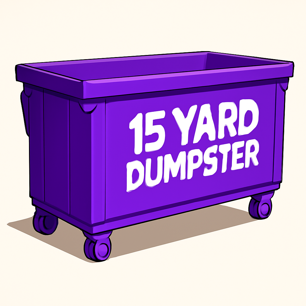 15 Yard Dumpster Graphic of a 15 yard dumpster.