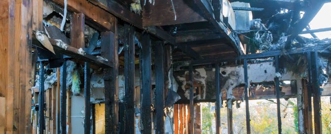A photo of a burned home in Orlando in need of fire damage restoration.
