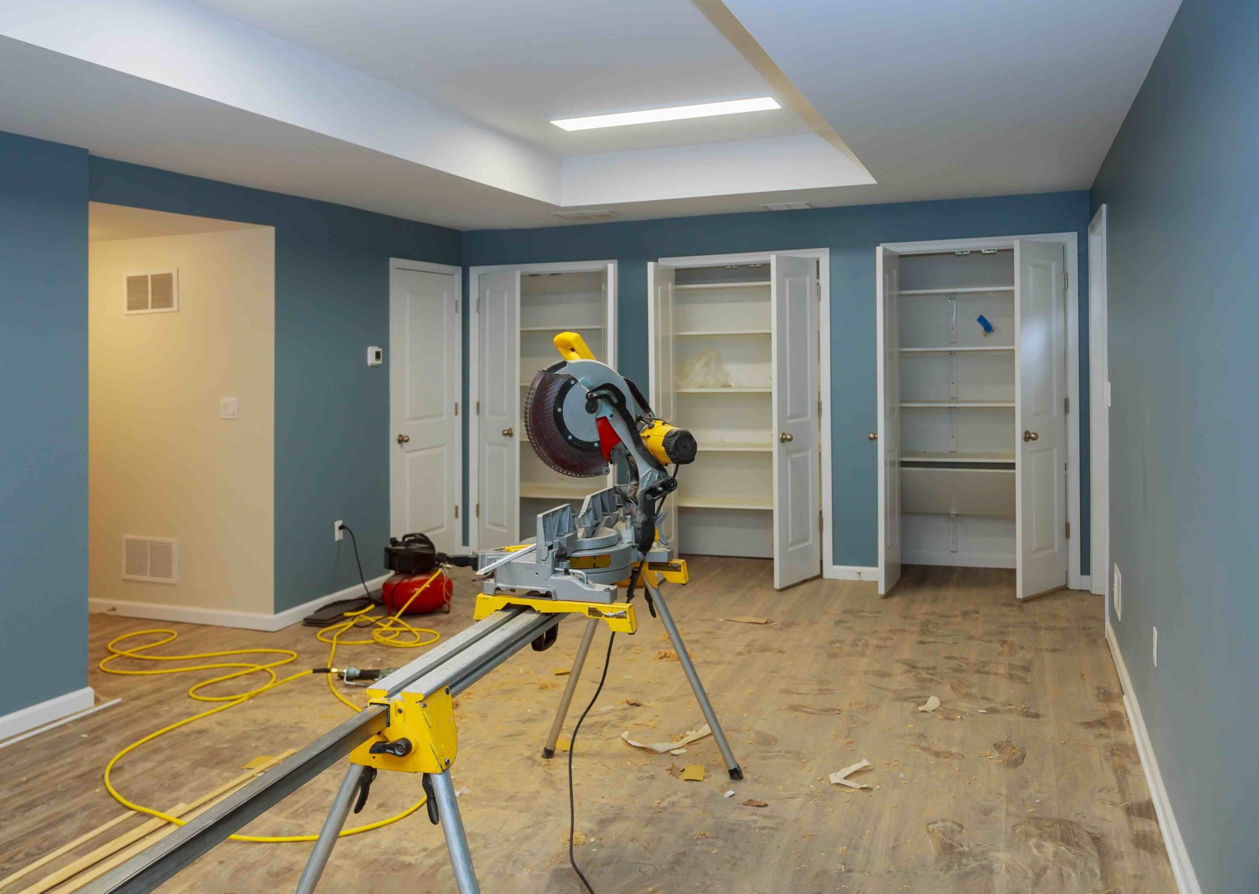 A photo of a basement remodel project in Orlando, Florida.